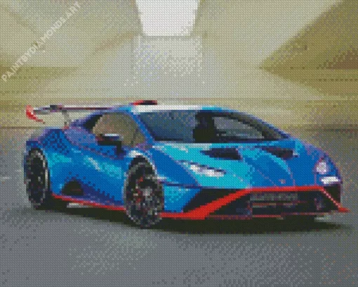 Blue And Red Lamborghini Diamond Painting