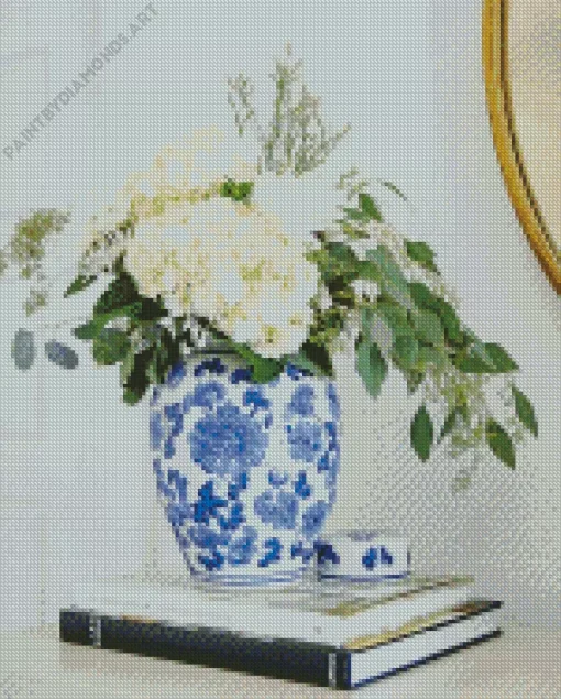 Blue And White Flower Vase Diamond Painting