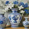 Blue And White Flower Vases Diamond Painting