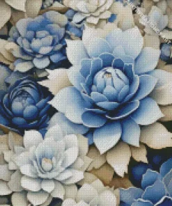 Blue And White Flowers Diamond Painting