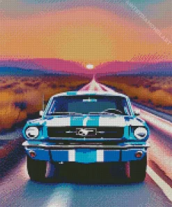 Blue And White Mustang Diamond Painting