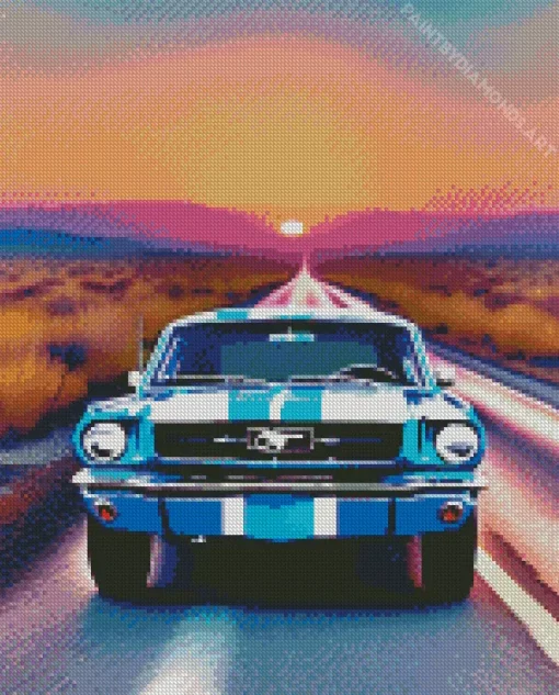 Blue And White Mustang Diamond Painting