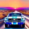 Blue And White Mustang Diamond Painting