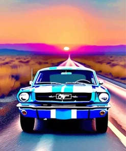 Blue And White Mustang Diamond Painting