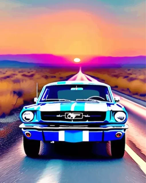 Blue And White Mustang Diamond Painting