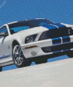 Blue And White Mustang Car Diamond Painting