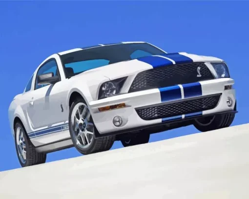 Blue And White Mustang Car Diamond Painting