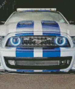 Blue And White Mustang Sport Car Diamond Painting