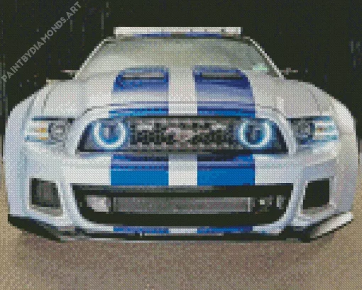 Blue And White Mustang Sport Car Diamond Painting