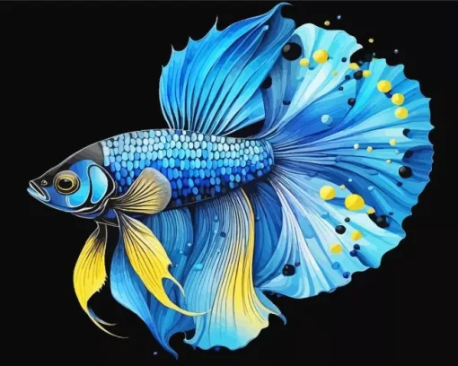 Blue Black And Yellow Fish Diamond Painting