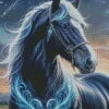 Blue Black Horse Diamond Painting