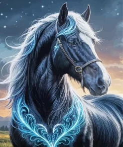 Blue Black Horse Diamond Painting