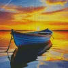 Blue Boat At Sunrise Diamond Painting