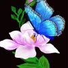 Blue Butterfly And Flower Diamond Painting