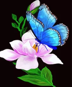 Blue Butterfly And Flower Diamond Painting