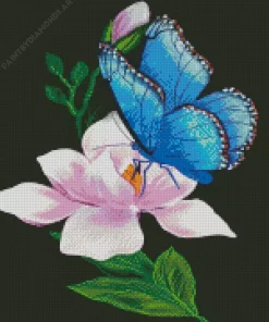 Blue Butterfly And Flower Diamond Painting