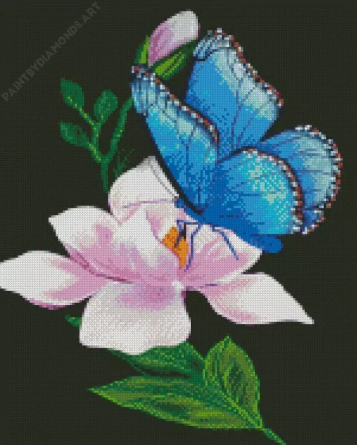 Blue Butterfly And Flower Diamond Painting