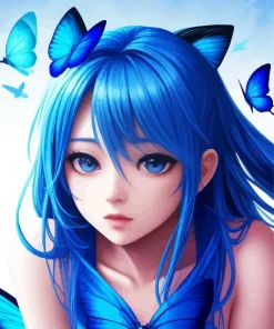 Blue Butterfly Girl Diamond Painting