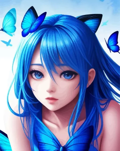 Blue Butterfly Girl Diamond Painting