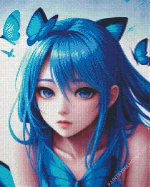 Blue Butterfly Girl Diamond Painting