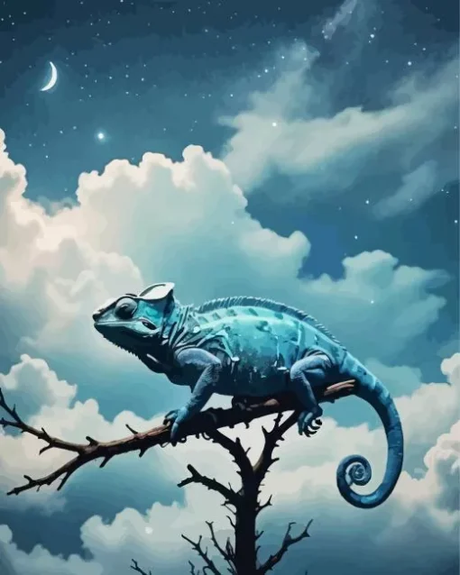 Blue Chameleon Diamond Painting