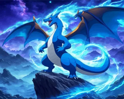 Blue Charizard Diamond Painting