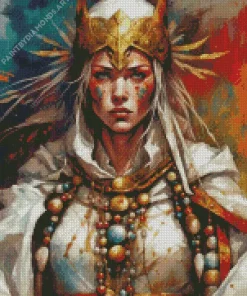 Colorful Female Druid Warrior Diamond Painting