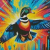 Colorful Flying Wood Duck Diamond Painting