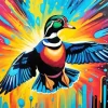 Colorful Flying Wood Duck Diamond Painting