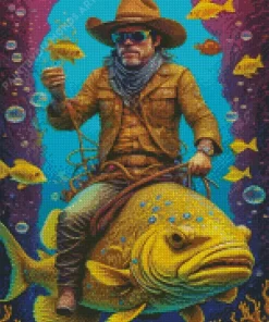 Cool Fish Cowboy Art Diamond Painting