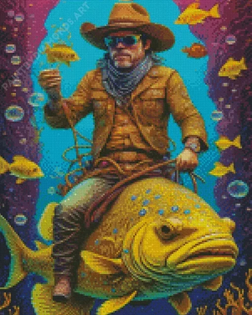 Cool Fish Cowboy Art Diamond Painting