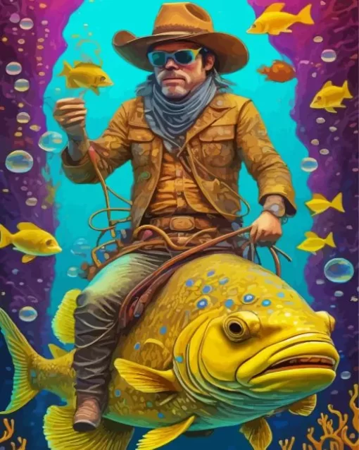 Cool Fish Cowboy Art Diamond Painting