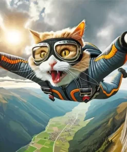 Cool Flying Cat Art Diamond Painting