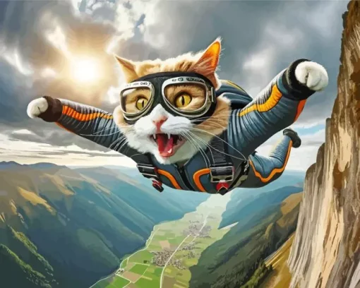 Cool Flying Cat Art Diamond Painting