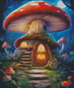 Cool Mushroom House Diamond Painting