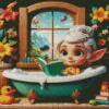 Cute Elf Girl In Bathtub Diamond Painting