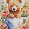 Cute Flowers And Teddy Bear Diamond Painting