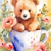 Cute Flowers And Teddy Bear Diamond Painting