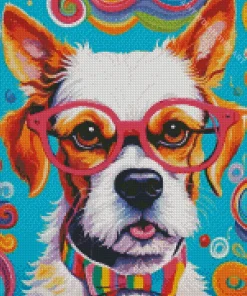 Dog With Glasses Diamond Painting