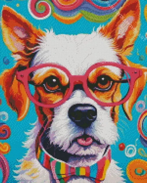 Dog With Glasses Diamond Painting