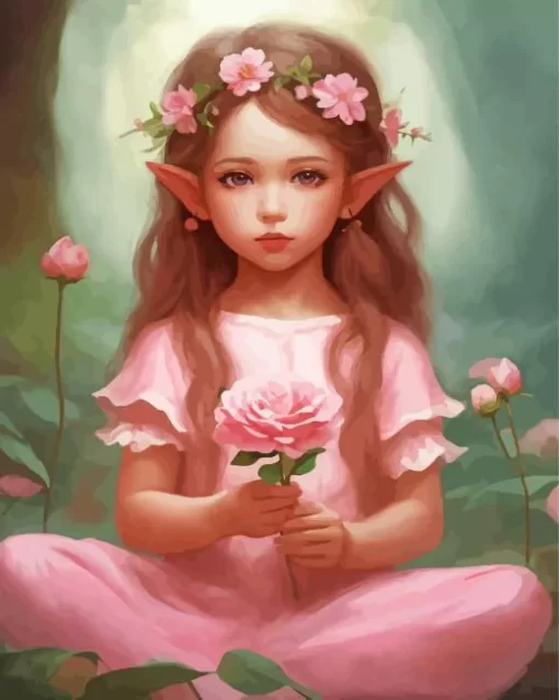 Elf Girl And Flower Diamond Painting