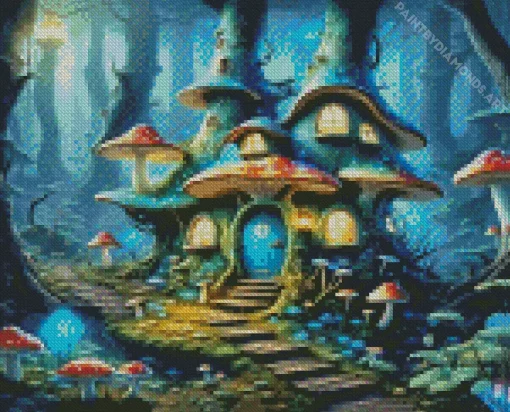 Fairy Mushroom House Art Diamond Painting