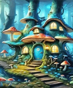 Fairy Mushroom House Art Diamond Painting