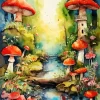 Fantasy Mushroom Land Diamond Painting