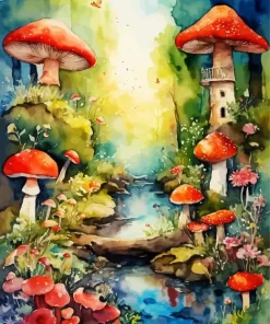 Fantasy Mushroom Land Diamond Painting