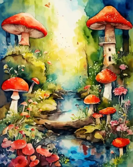 Fantasy Mushroom Land Diamond Painting