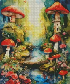 Fantasy Mushroom Land Diamond Painting