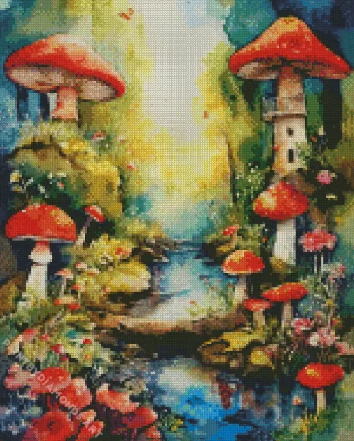 Fantasy Mushroom Land Diamond Painting