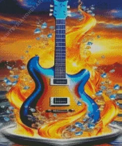 Fire And Ice Guitar Art Diamond Painting