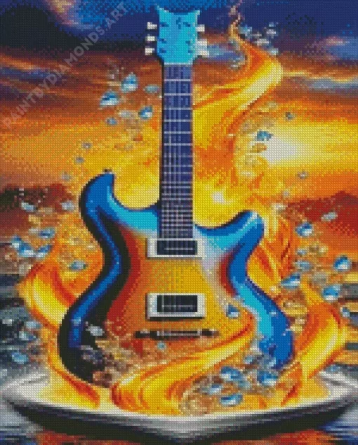 Fire And Ice Guitar Art Diamond Painting